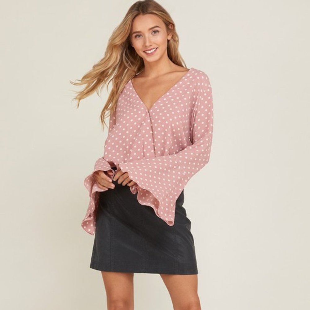 Polka Dot Bell Sleeve Bodysuit